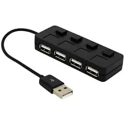 Розгалужувач Хаб USB 2.0, 4 порти Black 480 Mbts живлення від USB з перемикачами LED