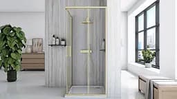 Душова кабіна Rea City 90x90 brushed gold REA-K6443, Золотий, Універсальна, прозорий, золотий - мініатюра 3