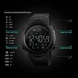 Спортивний жіночий смарт годинник Skmei 1301 Шагомір Bluetooth удароміцний Чорний - мініатюра 7