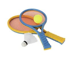 Бадмінтон дитячий MR 0662, ракетки 2шт, м'ячик, воланчик, розмір 37-16,5см, в сітці 43-16,5-4см (6903317443086) Синьо-жовтий