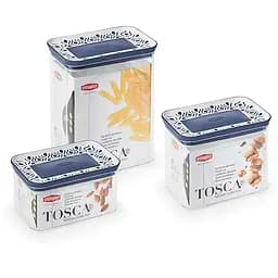 Набір із 3-х прямокут.герм.ємностей TOSCA біло-cиній(0,7л+1,2л+2,2л) (55684)