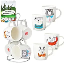 Набір 4 чашки на стійці SnT Bear style, 330 мл (021-04-08)