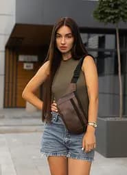 Женская сумка на пояс бананка Sambag Tirso Max шоколадная 38×17×6 см (80341020)