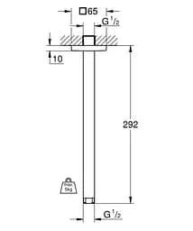 Стельовий душовий кронштейн 292 мм Grohe Rainshower 27484000 Хром - мініатюра 2