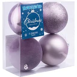 Набір новорічних куль Novogod'ko 10 см бузковий 4 шт. (974426)