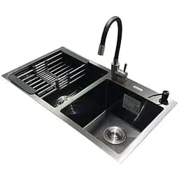 Комплект мийка + змішувач Romzha Arta U-730SDN BL (C)