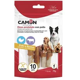 Ласощі для собак паличка з яловичої шкіри обмотана Куркою Camon 70г