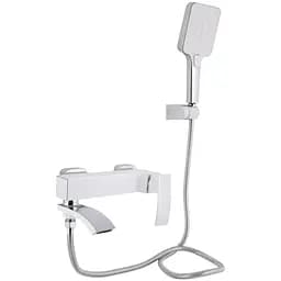 Смеситель для ванной Qtap Swan Cascada, Chrome/White (k35) с душевым гарнитуром QTSWA260CRW45569