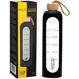 Пляшка для води 4FIZJO спортивна 1000 мл скляна Black (P-5905973403917)