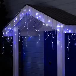 Новорічна святкова гірлянда бахрома 120 Led прозорий провід 3х0.5 м холодний білий  - мініатюра 4