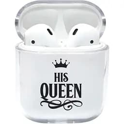Прозрачный силиконовый чехол Apple AirPods с рисунком His Queen (KAP1228)