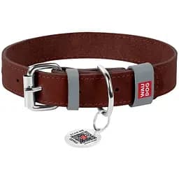 Нашийник для собак Waudog Classic, шкіряний, з QR паспортом, 30-39х2 см, коричневий