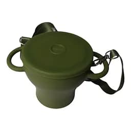 Безопасная пищевая силиконовая складная чашка oldbro 450 мл olive dark - мініатюра 2