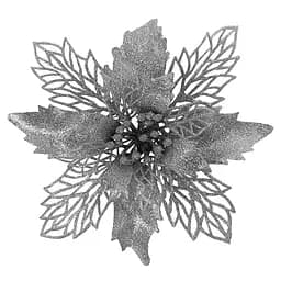 Ялинкова іграшка MIS LT Квітка Різдвяник 17х17х4 см срібний