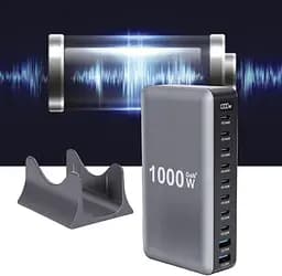Мережева зарядна станція ILEPO 1000W на 2 USB+8 Type-C мультизарядний пристрій потужний блок живлення Black (19340) - мініатюра 8
