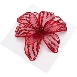 Ялинкова іграшка Квітка з органзи на кліпсі 20 см червоний органза (780044-3)