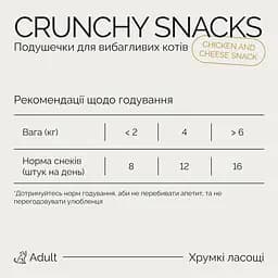 Ласощі хрумкі Savory Cats Snacks Pillows Gourmand with Chicken and Cheese Для дорослих вибагливих котів подушечки з куркою та сиром 180 г - мініатюра 4