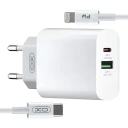 Блок и кабель - набор комплект XO L64 18W FAST EU QC3.0 + PD FAST charger with apple PD fast cable ( NB113 ) Белый