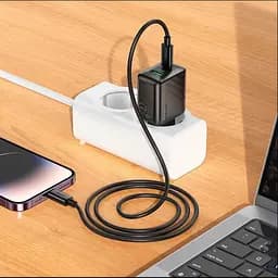 Мережевий зарядний пристрій адаптер HOCO CS25A Rico 1 USB/1Type-C, 20W/3A, підтримка швидкого заряджання PD/QC/FCP/AFC - мініатюра 6