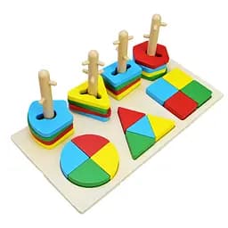 Деревянная игрушка Геометрика, пирамидка-ключ, 32x15.5x11.5 см (в ассортименте)