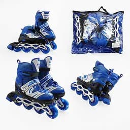 Роликовые коньки, размер 34-38, PU колеса, стелька 21-24 см, синий, INLINE SKATE, 59038-M