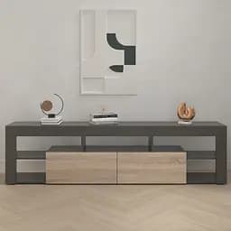 Тумба під телевізор Flamecame з 5 полицями та 2 нішами з ДСП K-200 Антрацит/дуб