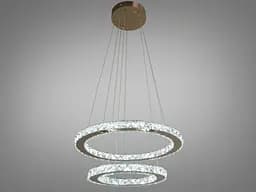 Люстра стельова LED Diasha 7206-6W/480+340G "Кришталеві кільця", 55W, 3025 лм, золото, для коридору, кухні, спальні