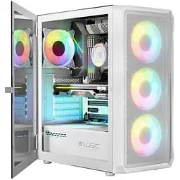 Корпус LogicConcept PORTOS MESH+GLASS ARGB fans 4x120 мм WHITE без БЖ ATX (AT-PORTOS-20-0000000-0002) - мініатюра 2