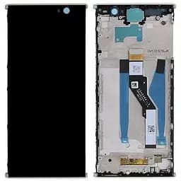 Дисплей Sony H4413 Xperia XA2 Plus Dual /H4493 чорний, PRC переклеєне скло, з рамкою сріблястого кольору
