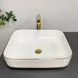 Умивальник VBI Palermo white rose gold Edge накладний VBI-012307, Золотий