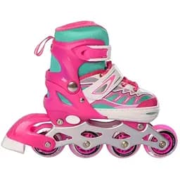 Ролики Profi A4122-S-P с подсветкой полиуретановые раздвижные с вентиляцией розовые