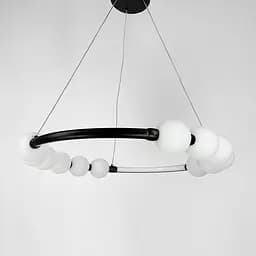 Черная люстра Nordic Pearl с плафонами-жемчужинами на 3 режима Line F | Ст. SG33-600 BK
