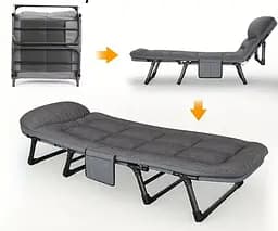 Портативне розкладне ліжко Relax Outdoor 180×60×30 см, залізна рама, до 120 кг, 5 регульованих положень - мініатюра 4