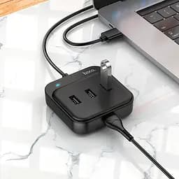 Розгалужувач usb адаптер Hoco HB31 Easy 4-in-1 converter Usb to Usb3.0+Usb2.0x3 0.2м - мініатюра 3