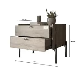 Тумба приліжкова LION Wood з двома шухлядами Кашемір (чорні ножки) (LION-041356) ТОП - мініатюра 3