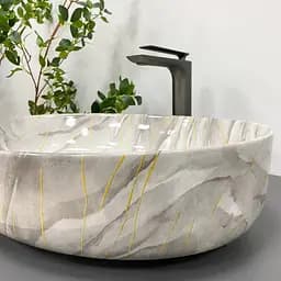 Умивальник VBI Udine stone glossy накладний VBI-012102, Сірий - мініатюра 5