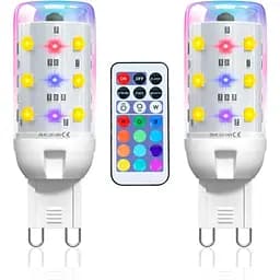 Светодиодные лампы Lamptobe RGBW G9, лампа с регулируемой яркостью G9 мощностью 2 Вт с дистанционным управлением, 12 цветов RGB