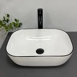 Умивальник VBI Ravenna white black edge накладний VBI-011224, Білий