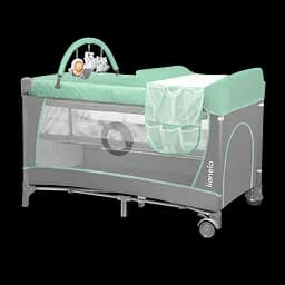 Манеж-кроватка Lionelo Flower, серый с бирюзовым (LO.FL03)
