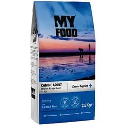 Сухий корм для собак середніх та великих порід Myfood Суперпреміум з ягням і рисом, 2,5 кг