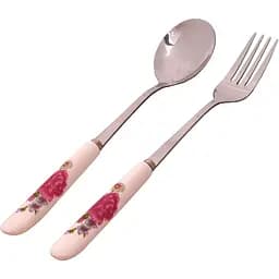 Набор столовых приборов Supretto ложка и вилка с керамической ручкой 21 см белый (87090002)