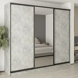 Шафа-купе тридверна MebelStar Комбо BG 2ДСП/Дзеркало 270x45x240 см Бетон (MBS-9677)