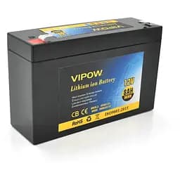 Аккумуляторная литиевая батарея Vipow 12 V 8Ah с элементами Li-ion 18650 со встроенной ВМS платой, (3S4P) (151х50х94(100))мм, Q20