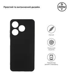 Чехол-накладка для смартфона TECNO Spark 10 4G (KI5q) противоударный, силиконовый, термополиуретановый (ТПУ), с защитой камеры и корпуса, черный, защита всего корпуса, ArmorStandart (ARM67818) - мініатюра 2