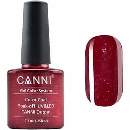 Гель-лак Canni Color Coat Soak-off UV&LED 129 бордовий з дрібними	блискітками 7.3 мл