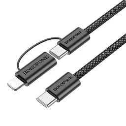 Кабель Borofone BX104 Primo 60W two-in-one charging data cable Type-C to Type-C/Lightning чорний