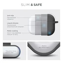 Силіконовий чохол для навушників Apple AirPods Pro 2 2022, Hang Case, сірий, ультратонкий захисний кейс товщиною 2 мм, захист від подряпин, пилу та ударів, компактний, з карабіном для кріплення, ArmorStandart (ARM68600) - мініатюра 3