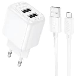 МЗП Hoco CS51A Surplus (2USB-A) + кабель USB to MicroUSB White