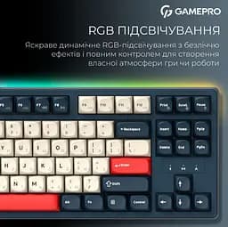Клавиатура игровая механическая GamePro MK-285-BL Asgard Ragnar Keychron Super Red Switch Bluetooth 5.2/2.4 ГГц/USB Blue - мініатюра 6