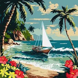 Набор для росписи по номерам Солнечный берег, 40x40 см, КНО2781